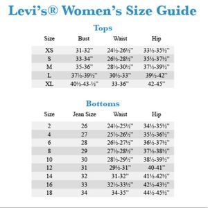 levi's 550 size chart